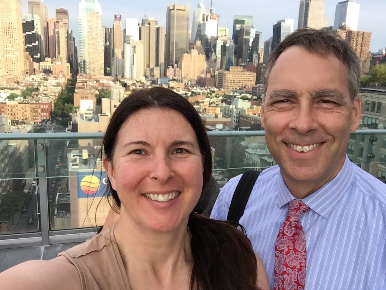Mr and Mrs Greg Healy enjoy a rooftop bar in NYC